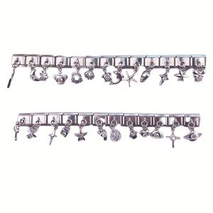 Cross-Border <b>Explosions</b> New Italian Series DIY Bracelet Silver Star Stainless Steel Geometric Pattern Zircon Diamond Trendy - Product Image 2