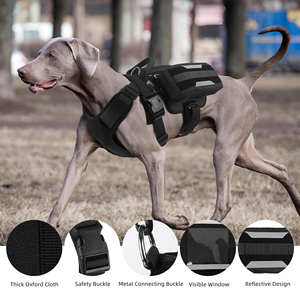 Tidak ada tarik dapat disesuaikan tiga bagian taktis harnes anjing dengan kantong, Saku, tas sadel rompi Harness anjing ransel - Product Image 2