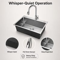 Évier de cuisine carré simple fait main sur mesure en acier inoxydable SS304, design moderne, surface brossée, vente en gros usine