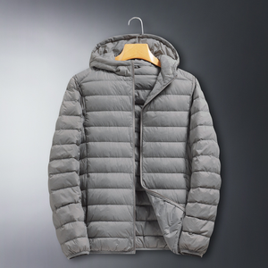 Piumino invernale leggero da uomo piumino traspirante <span class=keywords><strong>con</strong></span> <span class=keywords><strong>cappuccio</strong></span> <span class=keywords><strong>con</strong></span> chiusura a cerniera per uso esterno - Product Image 1