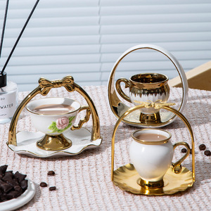 Tasses et soucoupes à expresso en céramique créatives, tasses à café en céramique pour la maison, tasses et soucoupes à café du Moyen-Orient - Product Image 4