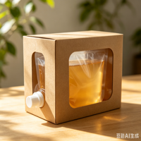 Emballage Bag-in-Box 3L avec sac intérieur aseptique en aluminium et valve papillon orange pour distributeur de jus, vin, sirop et liquides