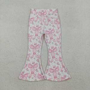 P0431 ropa occidental Little Girl Boutique Rosa Horse Print fall jeans en denim Kids venta al por mayor niño niña jeans largos acampanados - Product Image 5