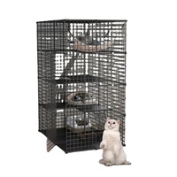 Cage de transport pliable de luxe classique pour chat et frette, avec cadre en acier inoxydable, plateau en plastique, hamac offert et fermeture à ceinture