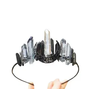 HY 2401 lingqiao 11 doğal kristal kafa bandı ekleme üç renkli sınır ötesi moda ve stil gelin şapkalar ay aksesuarla