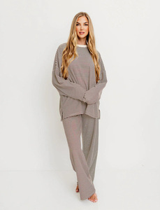 Nuovo Completo <span class=keywords><strong>Pigiama</strong></span> Casual a Righe Moda Autunnale per Donna - Product Image 6