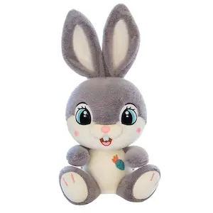 Mainan kelinci lembut kartun telinga panjang pembuat SongshanToys boneka mewah lucu mainan hewan boneka kelinci Paskah senyum