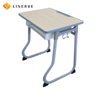 Bureaux et chaises d'école modernes et durables avec structure métallique, pieds en L, en bois et plastique, pour îlot d'apprentissage personnel concentré