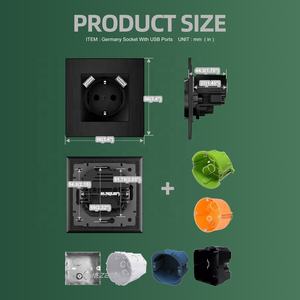 Modulare EU-Buchse Kombination aus 2 USB-Buchsen und Aluminium-Wand platte Shuko-Buchse mit USB-Typ-A-Anschlüssen für Deutschland-Stecker Schwarz - Product Image 6