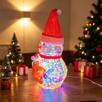 Décoration de bonhomme de neige lumineuse à LED, géométrique 3D irisée, alimentée par USB, lumières de Noël écologiques, éclairage de table de Noël
