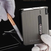 Étui à cigarettes en métal de luxe avec briquet jetable détachable pour l'artisanat de logo personnalisable de voyage sans briquet
