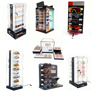 Présentoir de sol en acrylique LED pour lunettes, vente en gros, promotion, présentoirs à lunettes de soleil 360 ° Support d'affichage rotatif à 4 faces pour lunettes - Product Image 5