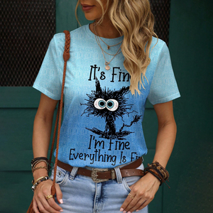 2024 femmes de haute qualité imprimé <span class=keywords><strong>chat</strong></span> <span class=keywords><strong>sweat</strong></span> femmes t-shirt en gros sweats tenue décontractée - Product Image 4