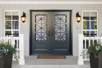 Grille de porte d'entrée moderne en fer forgé et en acier pour villa, porte d'entrée extérieure antivol avec options personnalisées