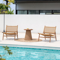Ensemble table et chaises pour maison d'hôtes, fauteuil en rotin, canapé de jardin, chaise individuelle d'extérieur, pour cours et balcons, design moderne et minimaliste, structure en teck