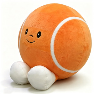 Peluche Personalizado de Pelota de Tenis Naranja, Adorable Juguete de Peluche con Rayas Blancas, Cara y Patas Sonrientes - Product Image 4