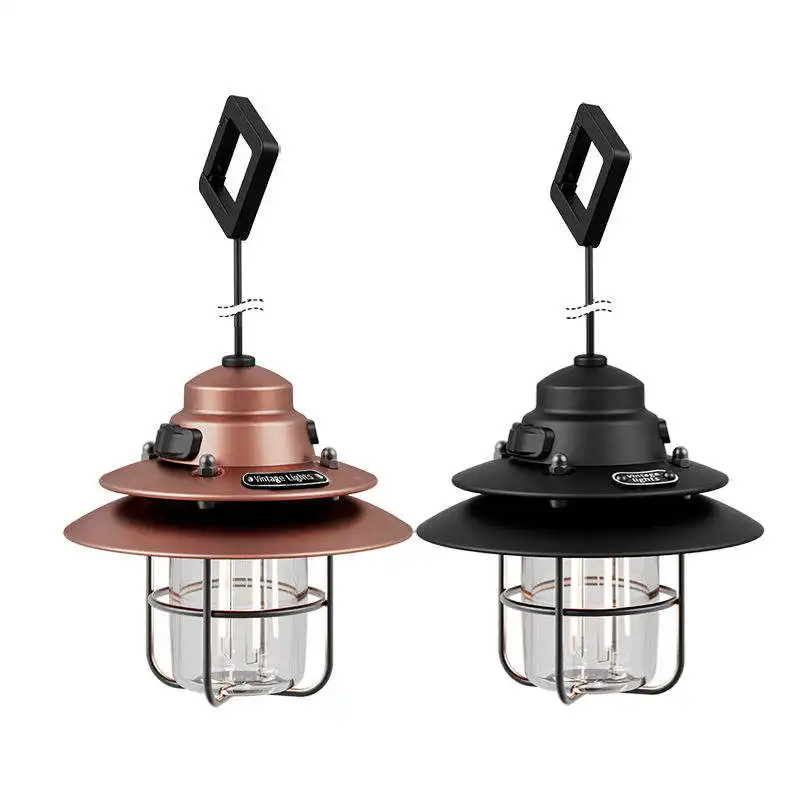 Yizhi Outdoor Opknoping Camping Lantern Tuin Led Decoratief Licht Usb Oplaadbare Waterdichte Vintage Retro Camping Lamp