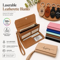 Dompet Clutch Kulit Sintetis Panjang dengan Logo Ukiran Laser Kustom, Dompet Kulit Sintetis Panjang Kosong yang Dapat Diukir Laser dengan Tali