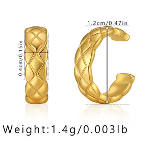 Stile <span class=keywords><strong>di</strong></span> moda europeo e americano in ottone 18K pieno d'oro orecchini <span class=keywords><strong>personalità</strong></span> Design C tipo auricolari donna clip - Product Image 6