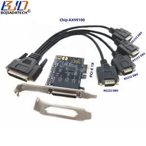 4 x RS232串行端口至PCI Express 1X PCI-E X1工业控制卡AX99100，带DB9 RS-232扩展电缆