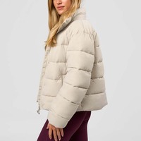 Veste matelassée légère et chaude pour femme, coupe courte, col montant, coupe-vent, hydrofuge, poches élastiques, personnalisable en gros