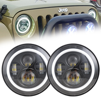 Phare LED rond blanc et noir de 7 pouces, étanche IP67, phare de 7 pouces pour buggy, DRL, clignotant ambre pour Jeep Wrangler JK