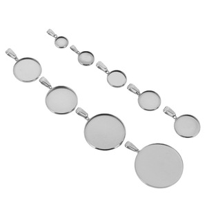 18K Acier Inoxydable Temps Gem Titulaire 6-30mm Collier Pendentif Vide Titulaire Mince Fond DIY Bijoux Accessoires avec Melon Boucle - Product Image 5