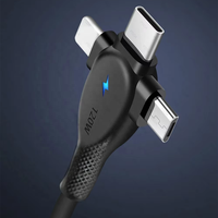 Câble de charge rapide USB multifonction LED 120W Type C 3 en 1, câble de données universel pour téléphone portable, câble de charge Type-C/Android