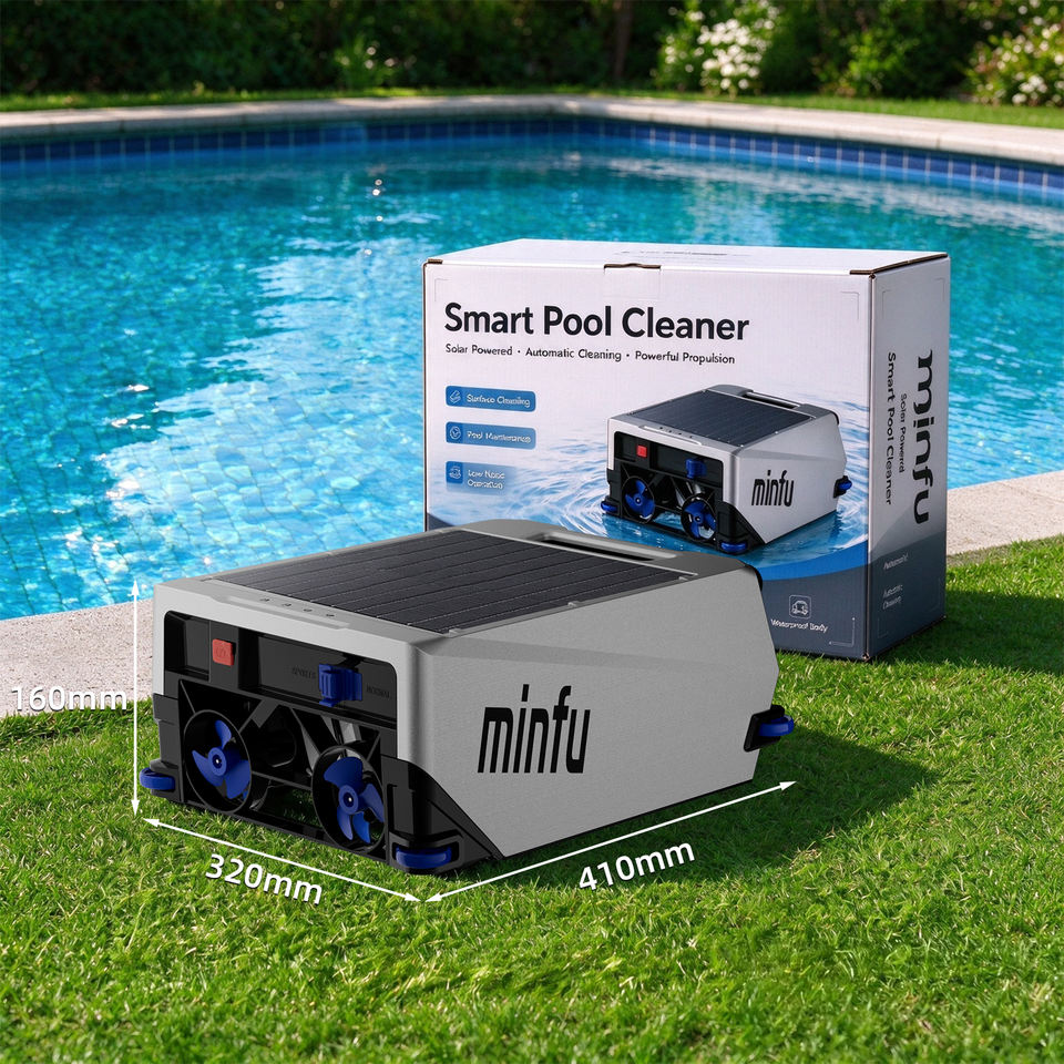 IPX8 Waterproof Solar Robotic Pool Skimmer Floating Surface Cleaner ...