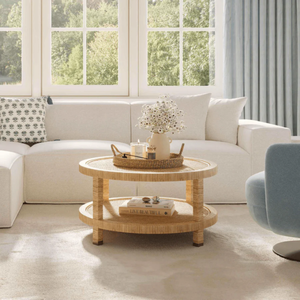 Les tables d'appoint Whitney allient un charme naturel à une touche de glamour, avec du rotin tressé à la main, un plateau en canne et un design audacieux. - Product Image 1