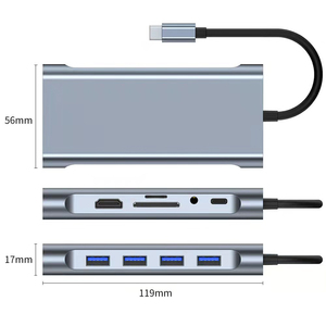 11 in 1 çoklu tip <span class=keywords><strong>C</strong></span> USB3.0 * 2 + + USB2.0 * 2 + <span class=keywords><strong>USB</strong></span>-<span class=keywords><strong>C</strong></span> PD şarj + 4K HD + SD + TF + 3.5mm ses + 1000mbps + VGA <span class=keywords><strong>USB</strong></span>-<span class=keywords><strong>C</strong></span> Hub adaptörü - Product Image 2