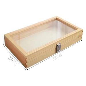 Rectangular Solid Wood Jewelry <b>Box</b> With <b>Glass</b> Lid 12L Desktop Storage Display Case For Gift Packaging - Product Image 5