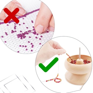 Spin N Bead Spinner : Enfileur rapide de <span class=keywords><strong>perles</strong></span> pour créateurs de bijoux, bol <span class=keywords><strong>en</strong></span> <span class=keywords><strong>bois</strong></span> rectangulaire écologique, aiguille à gros œil qui fait gagner du temps - Product Image 5