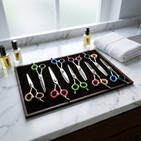 Ciseaux de coiffure Huodong authentiques, à dents plates, pour effilage, finition sans trace, ensemble de neuf pièces, professionnels pour stylistes, modèle feuille de saule