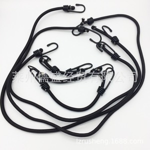 Fabricant de cordes élastiques fournit des cordes élastiques noires de 8 mm avec crochets, cordes à bagages avec crochets en fer aux deux extrémités, vente en gros. - Product Image 3