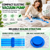 Sac de rangement sous vide à valve plate PA/PE en gros, 140 microns, double fermeture éclair avec pompe manuelle, pour vêtements