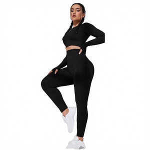 Ensemble de yoga populaire pour femmes, coupe ajustée, sans coutures, respirant, haut de gamme, pour sports de plein air et fitness, avec haut ajouré et taille haute - Product Image 3