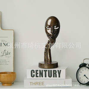 Qi Hang Abstract Face Sculpture Resin Craft Artistic Decor Living Room <b>Desk</b> Ornament - Product Image 5