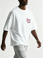 Camiseta de Hombre Personalizada de Moda Urbana con Bordado de Letras Simple, Manga Corta, Casual, Hombros Caídos