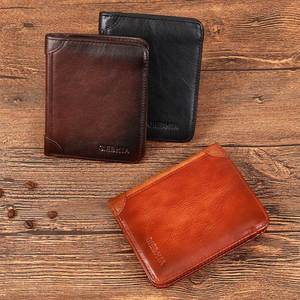 Cartera para hombre, billetera triple, estilo vintage, delgada, corta, multifunción, tarjetero, monedero masculino - Product Image 1
