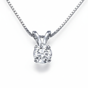 14K oro blanco 1 Real Natural redondo solitario diamante colgante Simple elegante corte brillante estilo clásico para aniversario - Product Image 2