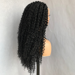 Parrucca Sintetica Nera Lunga Ricci Crespi 13*4 con Pizzo Frontale per <span class=keywords><strong>Donna</strong></span>, Parrucca con Parte Libera dall'Aspetto Naturale, <span class=keywords><strong>Capelli</strong></span> Sintetici, Vendita all'Ingrosso - Product Image 4