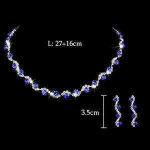 Collier boucles d'oreilles super luxe, ensemble de bijoux en pierre de tanzanite synthétique bleue et zircone blanche pour femmes, bijoux de fête de mariage - Product Image 4