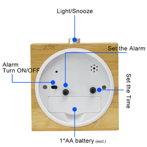 EMAF Promotion Cadeau Chevet Personnalisé Marque Bois Analogique Alimenté par Batterie Sans Ticking Snooze Light Bureau Chambre à coucher Réveil de table - Product Image 4