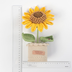 Plante en pot de tournesol multicolore Crochet Grande décoration florale tricotée en laine pour l'obtention du diplôme Pot de fleurs <span class=keywords><strong>coccinelle</strong></span> Halloween - Product Image 6