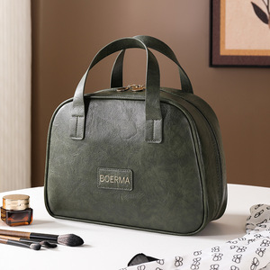 BRM 2025 Nuova Collezione Borsa Cosmetica Vintage in PU Effetto Olio-Cera per Donne, Grande Capacità, Elegante, Qualità Premium, <span class=keywords><strong>Organizer</strong></span> da Viaggio Portatile per Prodotti Skincare - Product Image 6