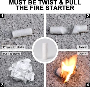 Parrilla de barbacoa para acampar, chimenea, <span class=keywords><strong>estufa</strong></span> de madera y Pellet, Firelighter de Tinder de fibra, arranque de fuego de algodón impermeable de emergencia rápida - Product Image 5