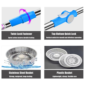 Bộ lau nhà xoay đa năng bằng sợi microfiber giá rẻ, tay cầm điều chỉnh được, xoay <span class=keywords><strong>360</strong></span> độ, kèm xô và giỏ kim loại - Product Image 6