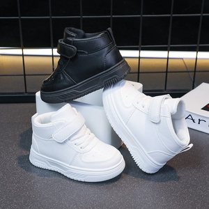 รองเท้าผ้าใบหุ้มข้อสูงสีขาว ระบายอากาศได้ดี สำหรับเด็ก รองเท้าลำลองเดินเล่น พื้นรองเท้า PU ทนทานต่อการสึกหรอ สำหรับเด็กชาย เด็กหญิง และเด็กเล็ก - Product Image 1