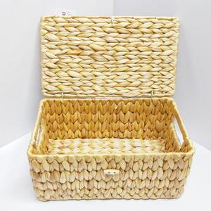 Boîte de rangement rectangulaire Bobai en jacinthe d'eau tressée, 2,4 kg, ensemble de paniers organisateurs de jouets avec couvercle, couleur naturelle RD235024 - Product Image 5